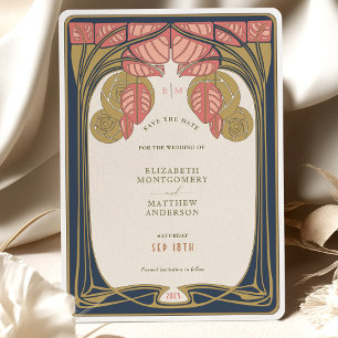 Vintage Save-the-Date Mackintosh inspirierte Bäume Einladung