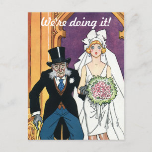 Vintage Save the Date, Mai Dezember Romantik Ankündigungspostkarte