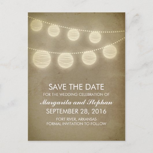 Vintage Save the Date Postkarten mit Signalleuchte (Vorderseite)