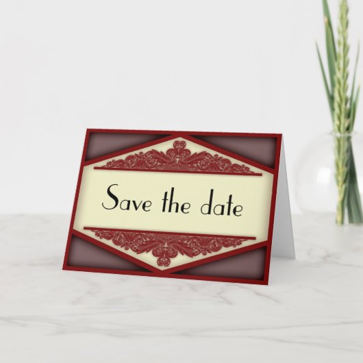 Vintage, Save the Date rosa Karte (Vorderseite)
