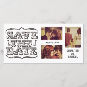 Vintage Save the Date Typografie-Foto-Karte