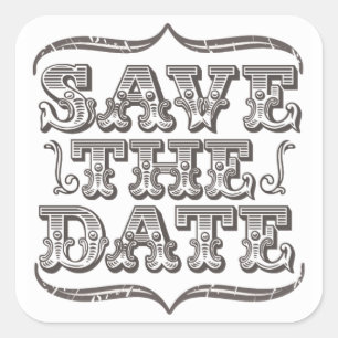 Vintage Save-the-Date-Typografie weiße Aufkleber