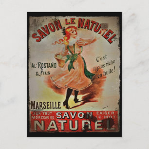 Vintage Savon Naturel Postkarte