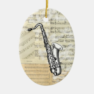 Vintage-Saxophon-Musik-Ornament Keramikornament