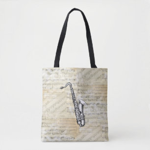 Vintage Saxophone-Blatt-Musik-Taschen-Tasche Tasche