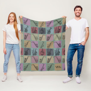 Vintage Saxophone Music Blanket für ein gemütliche Fleecedecke
