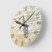 Vintage Saxophone Musikuhr Runde Wanduhr (Winkel)