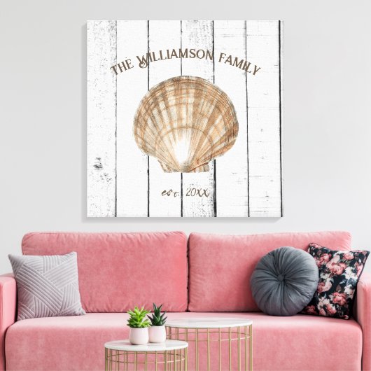 Vintage Scallop Muschel Canvas Print Leinwanddruck (Insitu (Wohnzimmer))