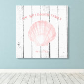 Vintage Scallop-Muschel, rosa Leinwand (Insitu (Holzboden))