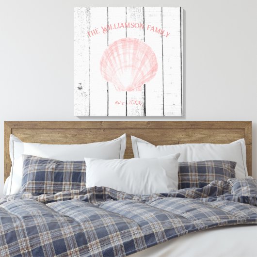 Vintage Scallop-Muschel, rosa Leinwand (Insitu (Schlafzimmer))