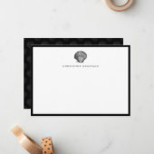 Vintage Scallop Seashell Personalisiert Black Mitteilungskarte (Vorderseite/Rückseite Beispiel)