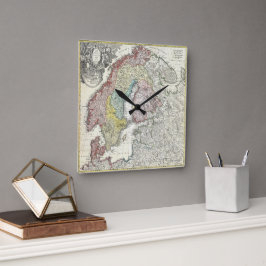 Vintage Scandinavia Map Quadratische Wanduhr