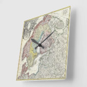 Vintage Scandinavia Map Quadratische Wanduhr (Winkel)