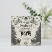 Vintage Scandinavian Christmas Party Invitation Einladung (Stehend Vorderseite)