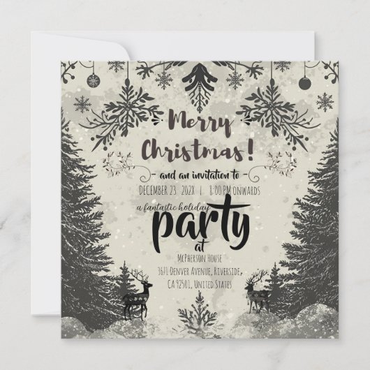 Vintage Scandinavian Christmas Party Invitation Einladung (Vorderseite)