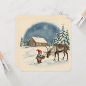Vintage Scandinavian Christmas Tomte & Reindeer Karte (Vorderseite/Rückseite Beispiel)