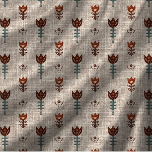 Vintage-Scandinavien-Folkart Tulpe Faux-Leinen Fleecedecke
