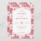 Vintage Scarlet Château Wedding Einladung (Vorne/Hinten)