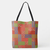 Vintage Scarlet Poppies Muster Imitate Patchwork Tasche (Rückseite)