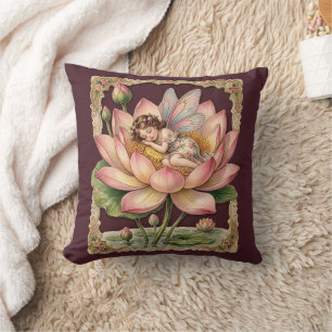 Vintage Scarp Bild - Fee schlafend in Lotus 4 Kissen