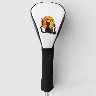 Vintage Scary Christmas Cat Costume Retro Cat Moon Golf Headcover