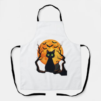 Vintage Scary Christmas Cat Costume Retro Cat Moon Schürze