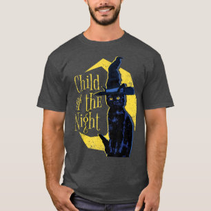 Vintage Scary Halloween Black Cat Costume Witch Ha T-Shirt