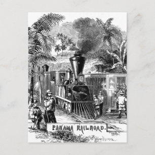 Vintage Schablone Panama-Kanal-Eisenbahnzug 1800er Postkarte