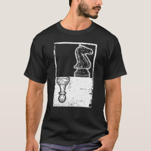 Vintage Schachboxbefestigung und Ritterschatten 1 T-Shirt