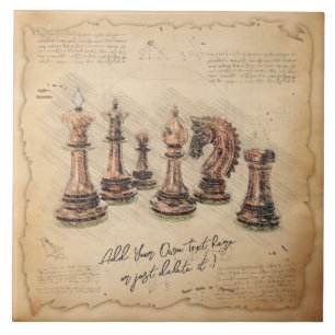 Vintage Schachfiguren im alten Stil Art Player Ges Fliese