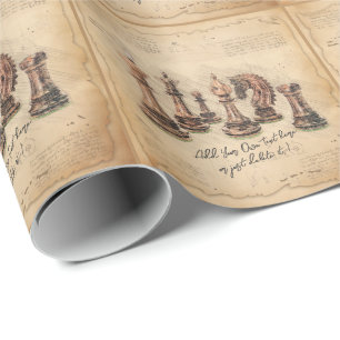 Vintage Schachfiguren im alten Stil Art Player Ges Geschenkpapier