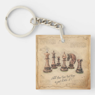 Vintage Schachfiguren im alten Stil Art Player Ges Schlüsselanhänger