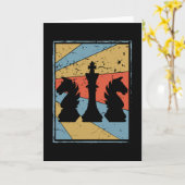 Vintage Schachfiguren in farbigen Retro-Figuren Karte (Gelbe Blume)