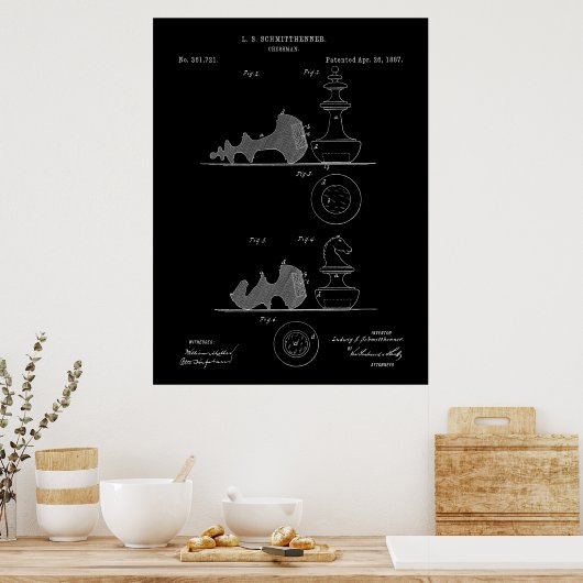 Vintage Schachfiguren Patent Blueprint Poster (Küche)