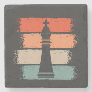 Vintage-Schachfiguren Retro Steinuntersetzer