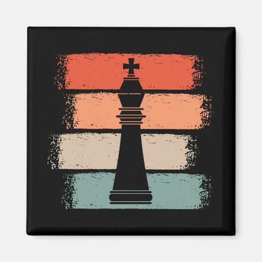 Vintage Schachpartien Retro Magnet (Vorne)