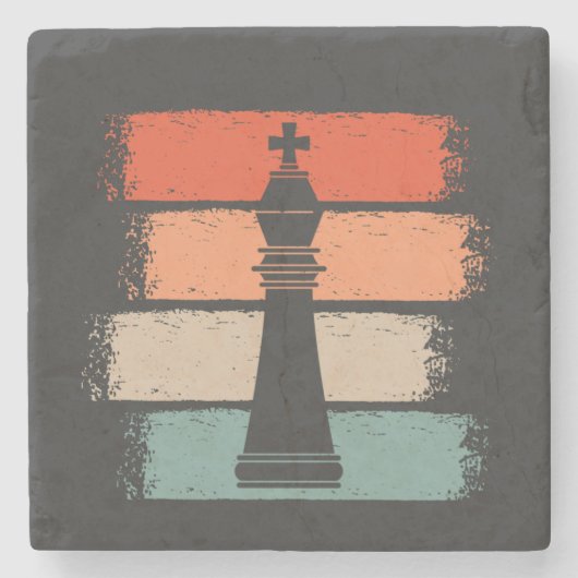 Vintage Schachpartien Retro Steinuntersetzer (Vorderseite)