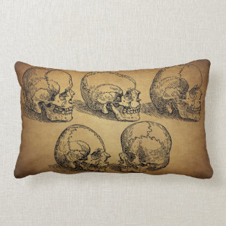 Vintage Schädel auf antikem Brown-Kissen Lendenkissen