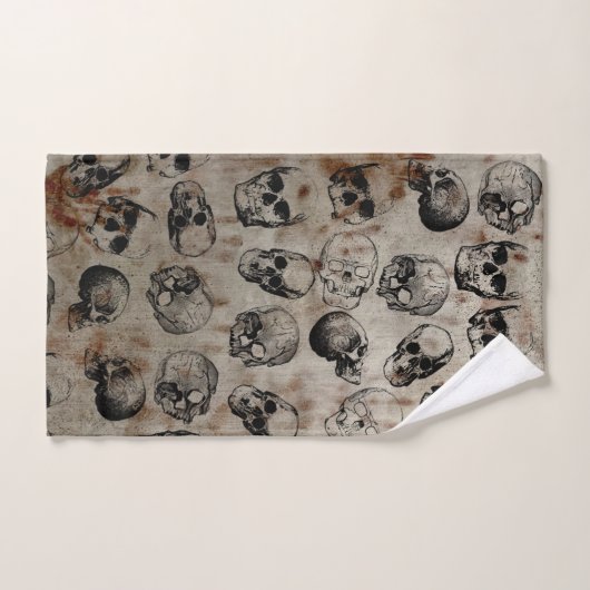 Vintage Schädel Badhandtuch Set (Handtuch)