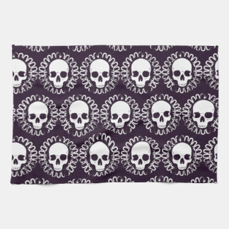 Vintage Schädel lila und weiß Handtuch