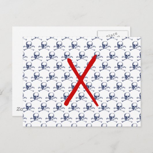 Vintage Schädel und Kreuzknochen Postkarte (Vorne/Hinten)