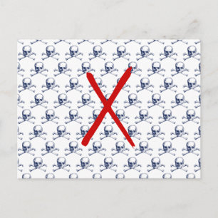 Vintage Schädel und Kreuzknochen Postkarte