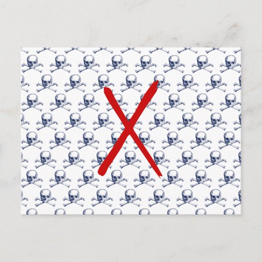 Vintage Schädel und Kreuzknochen Postkarte (Vorderseite)