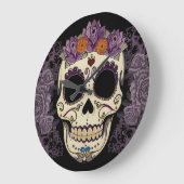 Vintage Schädel-und Rosen-Wand-Uhr Große Wanduhr (Winkel)
