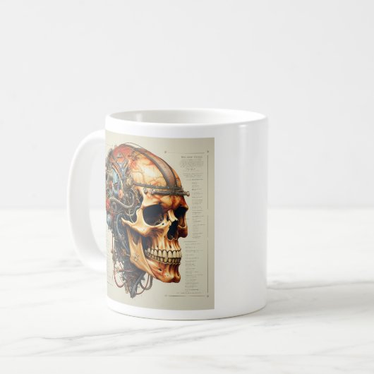 Vintage Schädelanatomie Tasse (Vorderseite Links)