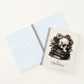 Vintage Schädelbücher Dunkle Akademie Gotisches Ha Notizblock (Innenseite)