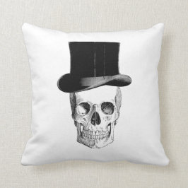 Vintage Schädeldarstellung mit Hutschutz Kissen