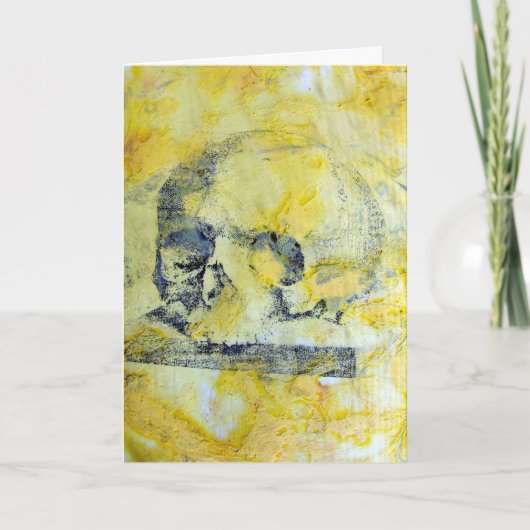 Vintage Schädelgemische Medien, Halloween Karte (Vorderseite)