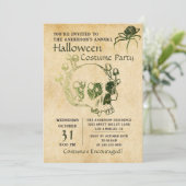 Vintage Schädelspinnen Gotisches Halloween-Party Einladung (Stehend Vorderseite)