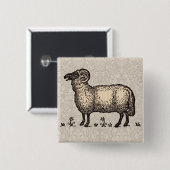 Vintage-Schaf-Illustration: Klassische Farmkunst Button (Vorne & Hinten)
